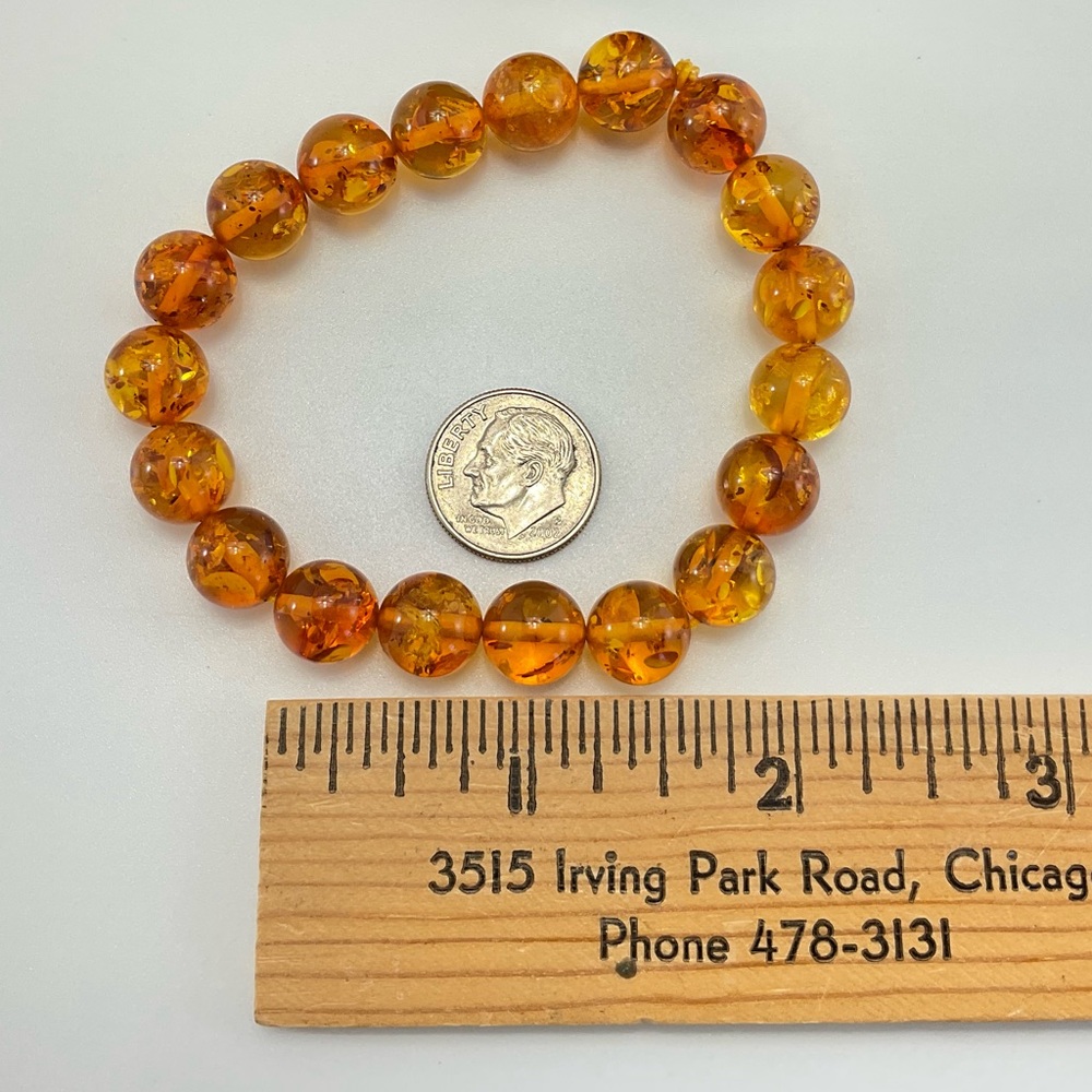 Vtg Confetti Lucite Stretch Bracelet, Faux Amber, Size 7+, MCM, Mod - Picture 6 of 8